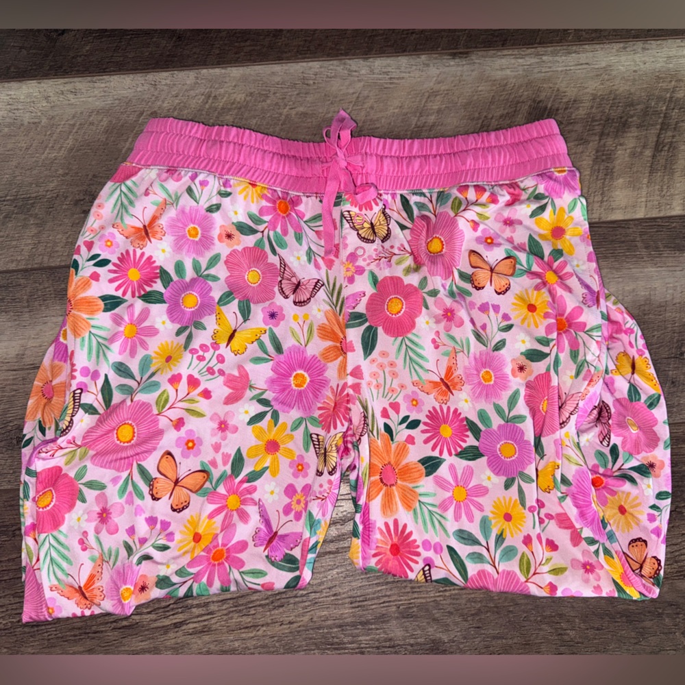 🦋🌼 Little Sleepies Pink Butterfly Blooms Women’s Small Cuffed Pajama Bottoms NWT - Picture 7 of 10
